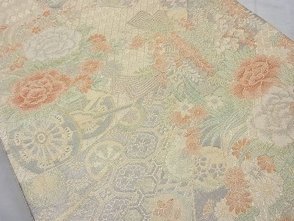 平和屋着物◎六通柄袋帯 唐織 有職能花文 金糸 逸品 BAAH2353cm