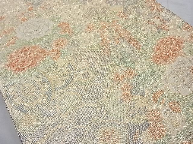 平和屋着物◎六通柄袋帯 唐織 有職能花文 金糸 逸品 BAAH2353cm