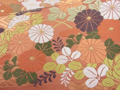 平和屋着物◎六通柄袋帯 唐織 市松取能帯文 金糸 引箔 逸品 BAAH2354cm