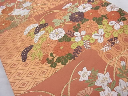 平和屋着物◎六通柄袋帯 唐織 市松取能帯文 金糸 引箔 逸品 BAAH2354cm