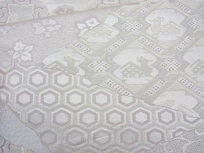 平和屋着物◎六通柄袋帯 飛鶴草花文 金糸 逸品 BAAH2351cm