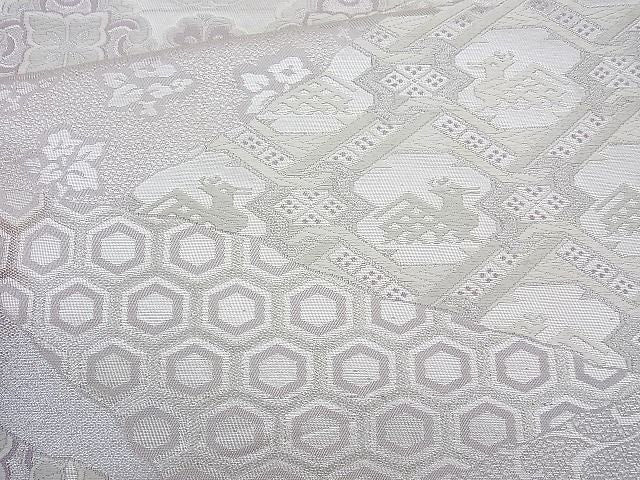 平和屋着物◎六通柄袋帯 飛鶴草花文 金糸 逸品 BAAH2351cm