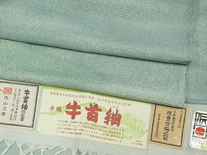 期間限定セール30％off■極上夏物 石川県指定無形文化財 夏牛首紬 角印 白山工房 手織 作家物 上代28万 さが美扱い 証紙付CYAA0406s4