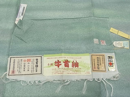 期間限定セール30％off■極上夏物 石川県指定無形文化財 夏牛首紬 角印 白山工房 手織 作家物 上代28万 さが美扱い 証紙付CYAA0406s4