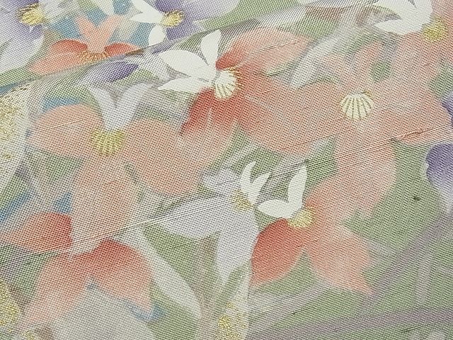 平和屋本店■極上　石川県指定無形文化財　牛首紬　白山工房　手織り　訪問着　単衣　枝花文　金彩　逸品　未使用　CYAA0418s4