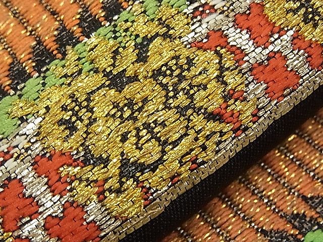 平和屋本店●最高級　龍村平蔵製　六通柄　本袋帯　唐織　威毛錦　黒地　金銀糸　逸品　CYAA0422s4