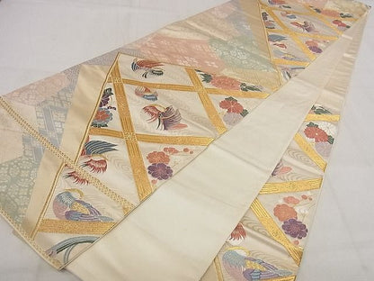 平和屋着物◎六通柄袋帯 名物裂 鴛鴦花菱文 金糸 正絹 逸品 AAAI8320Ajz