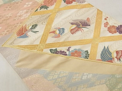 平和屋着物◎六通柄袋帯 名物裂 鴛鴦花菱文 金糸 正絹 逸品 AAAI8320Ajz