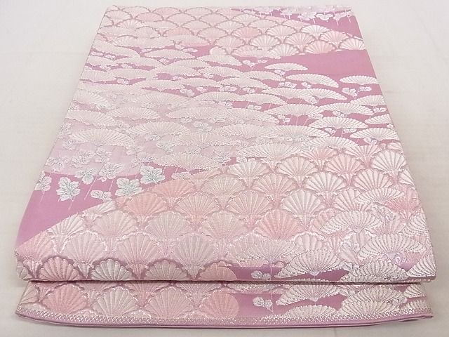 平和屋着物◎六通柄袋帯 枝菊 銀糸 正絹 逸品 AAAI8384Ajz