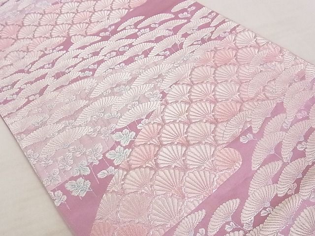 平和屋着物◎六通柄袋帯 枝菊 銀糸 正絹 逸品 AAAI8384Ajz