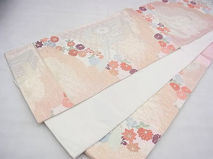 平和屋着物◎六通柄袋帯 唐織 御所車吉祥草花文 金糸 逸品 BAAH5801fk