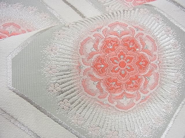平和屋着物◎六通柄袋帯 唐織 蜀江花文 銀糸 逸品 BAAG8503fk