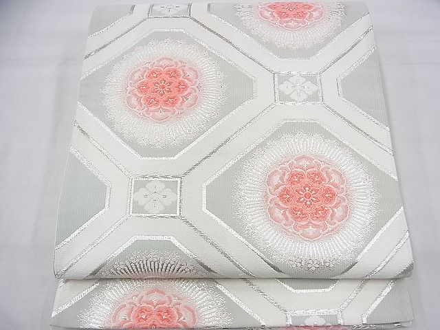 平和屋着物◎六通柄袋帯 唐織 蜀江花文 銀糸 逸品 BAAG8503fk