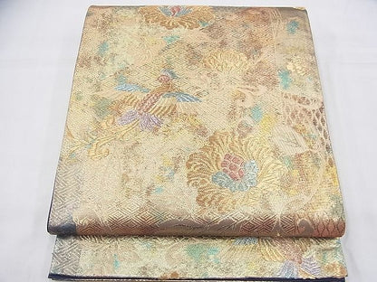 平和屋着物◎六通柄袋帯 鳳凰花唐草文 金糸 逸品 BAAG8505fk