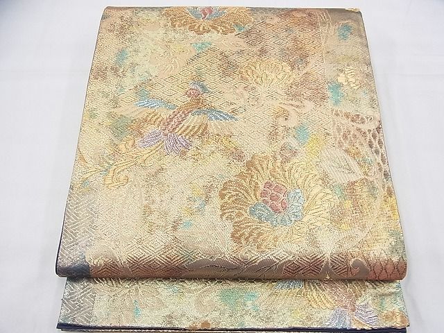平和屋着物◎六通柄袋帯 鳳凰花唐草文 金糸 逸品 BAAG8505fk