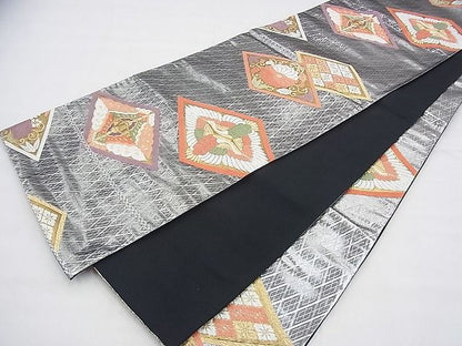 平和屋着物◎六通柄袋帯 唐織 向かい鶴 向かい蝶 金銀糸 逸品 BAAG8519fk