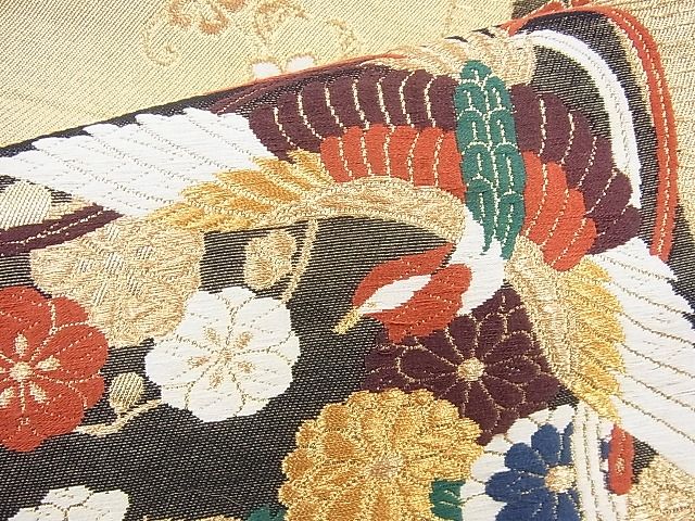平和屋着物◎六通柄袋帯 唐織 彩園 金糸 逸品 BAAG8531fk