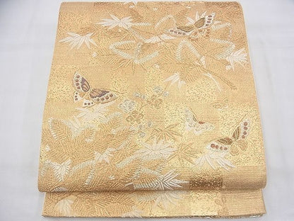 平和屋着物◎六通柄袋帯 唐織 舞蝶松竹梅 金糸 逸品 BAAH5856fk