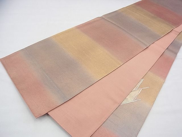 平和屋着物◎太鼓柄袋帯 刺繍 草花文 金彩 逸品 BAAG8538fk