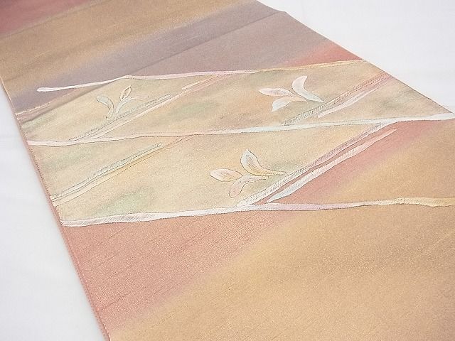 平和屋着物◎太鼓柄袋帯 刺繍 草花文 金彩 逸品 BAAG8538fk