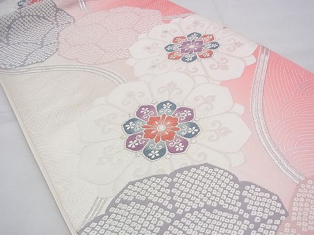 平和屋着物◎六通柄袋帯 唐織 正倉院花文 銀糸 逸品 BAAG8560fk