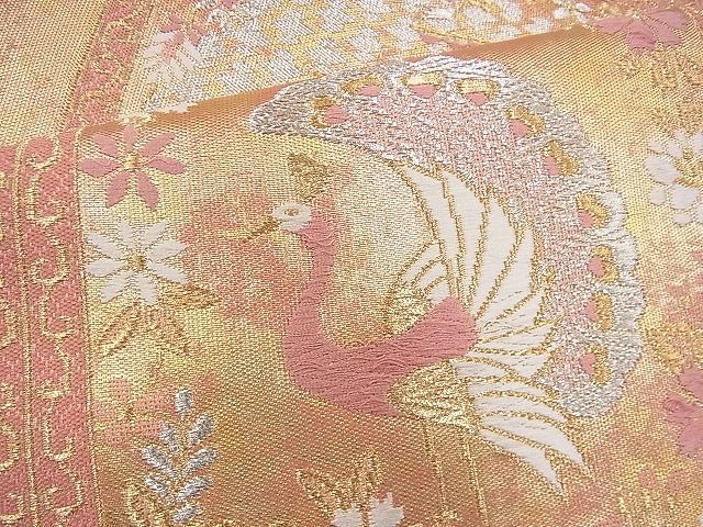 平和屋着物◎佐賀錦 六通柄袋帯 唐織 格天井花鳥文 金銀糸 逸品 BAAG8555fk
