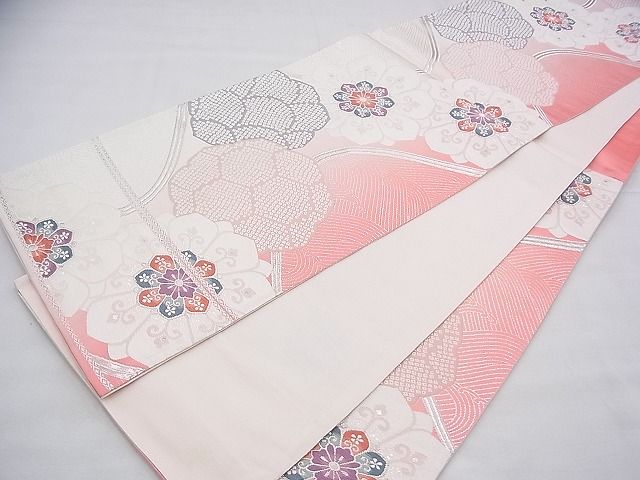 平和屋着物◎六通柄袋帯 唐織 正倉院花文 銀糸 逸品 BAAG8560fk