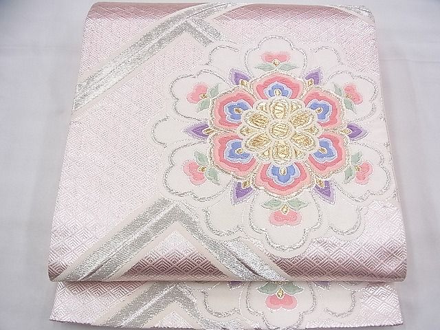 平和屋着物◎六通柄袋帯 唐織 正倉院檜垣文様 金銀糸 逸品 BAAG8571fk