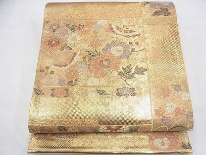 平和屋着物◎六通柄袋帯 献上取段蒔絵文 彩箔 金糸 逸品 BAAH5884fk