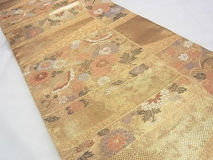 平和屋着物◎六通柄袋帯 献上取段蒔絵文 彩箔 金糸 逸品 BAAH5884fk