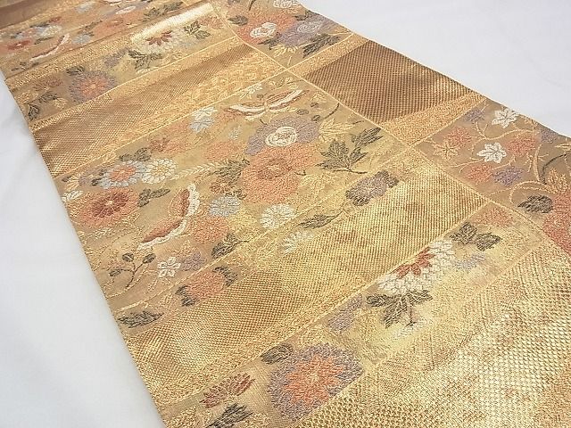 平和屋着物◎六通柄袋帯 献上取段蒔絵文 彩箔 金糸 逸品 BAAH5884fk