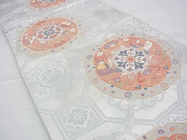 平和屋着物◎六通柄袋帯 唐織 正倉院花鳥文 金銀糸 逸品 BAAG8111fk