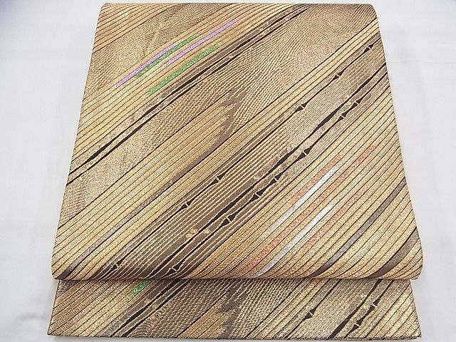 平和屋着物◎六通柄袋帯 竹間道 金糸 逸品 BAAH5904fk