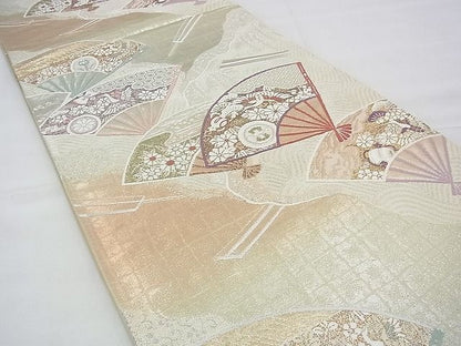 平和屋着物◎六通柄袋帯 唐織 扇面散らし 金銀糸 逸品 BAAG8108fk