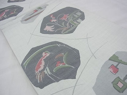 平和屋着物◎六通柄袋帯 ふくれ織 花鳥文 逸品 BAAG8127fk