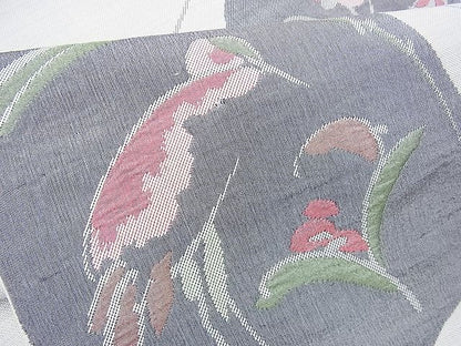 平和屋着物◎六通柄袋帯 ふくれ織 花鳥文 逸品 BAAG8127fk
