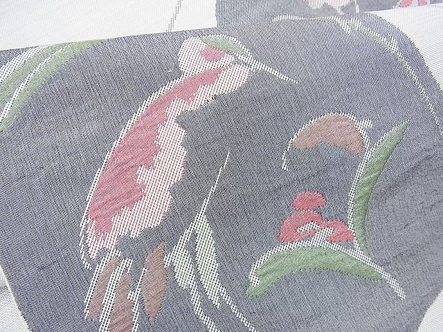 平和屋着物◎六通柄袋帯 ふくれ織 花鳥文 逸品 BAAG8127fk