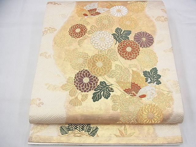 平和屋着物◎六通柄袋帯 唐織 舞蝶秋草文 金銀糸 逸品 BAAG8163fk