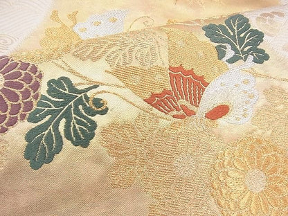 平和屋着物◎六通柄袋帯 唐織 舞蝶秋草文 金銀糸 逸品 BAAG8163fk