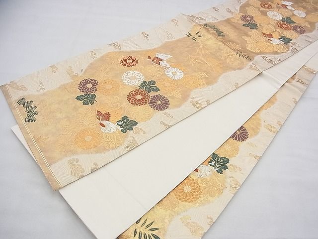 平和屋着物◎六通柄袋帯 唐織 舞蝶秋草文 金銀糸 逸品 BAAG8163fk