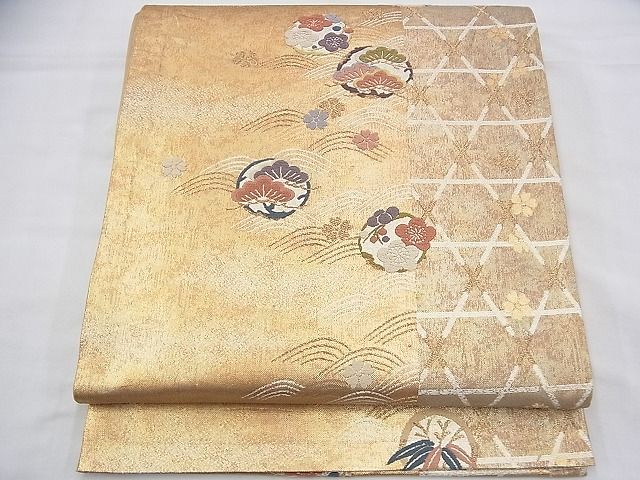 平和屋着物◎六通柄袋帯 唐織 松竹梅 金糸 逸品 BAAG8182fk