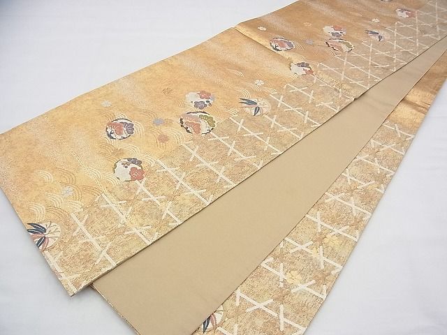 平和屋着物◎六通柄袋帯 唐織 松竹梅 金糸 逸品 BAAG8182fk