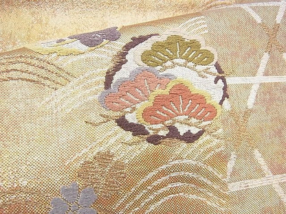 平和屋着物◎六通柄袋帯 唐織 松竹梅 金糸 逸品 BAAG8182fk