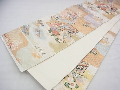 平和屋着物◎六通柄袋帯 唐織 王朝華扇文 金銀糸 逸品 BAAG8192fk