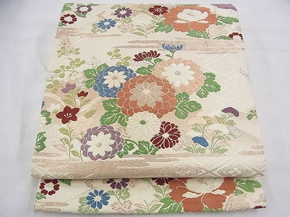 平和屋着物◎六通柄袋帯 唐織 エ霞吉祥花文 金銀糸 逸品 BAAG8195fk