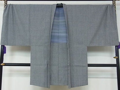 平和屋本店●極上　男性　本場結城紬　アンサンブル・長襦袢セット　網代織　雀　反端付き　逸品　CZAA0657s4