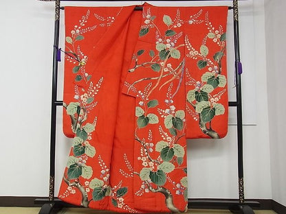 平和屋本店●極上　アンティーク　大正ロマン　振袖　相良刺繍　駒刺繍　鳳凰枝花文　金糸　逸品　CZAA0661s4