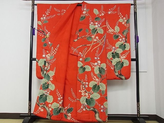 平和屋本店●極上　アンティーク　大正ロマン　振袖　相良刺繍　駒刺繍　鳳凰枝花文　金糸　逸品　CZAA0661s4