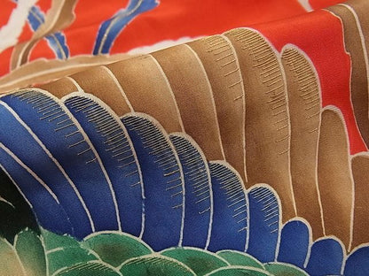 平和屋本店●極上　アンティーク　大正ロマン　振袖　相良刺繍　駒刺繍　鳳凰枝花文　金糸　逸品　CZAA0661s4