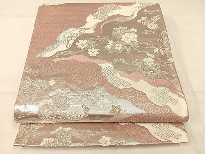 平和屋着物◎六通柄袋帯 唐織 道長花鳥文 金銀糸 正絹 逸品 AAAI5289Bsw